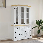 Credenza Corona Bianca 112x43x196 cm in Legno di Pino Messicano 355086