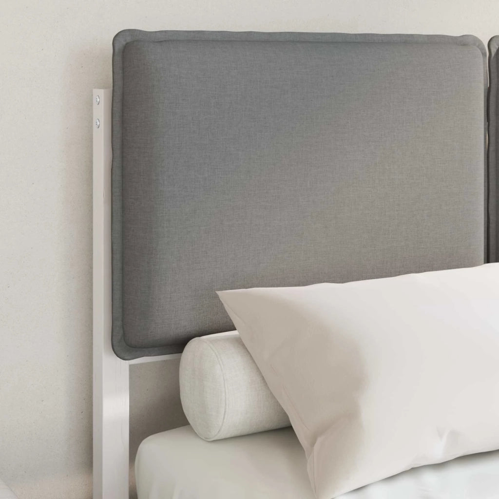 Letto con Testiera Rivestita Grigio chiaro 120 x 190 cm
