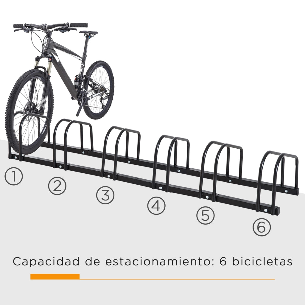 Parcheggio Biciclette 6 Posti ¨C zephmum ¨C Acero 179x33x27 cm Nero