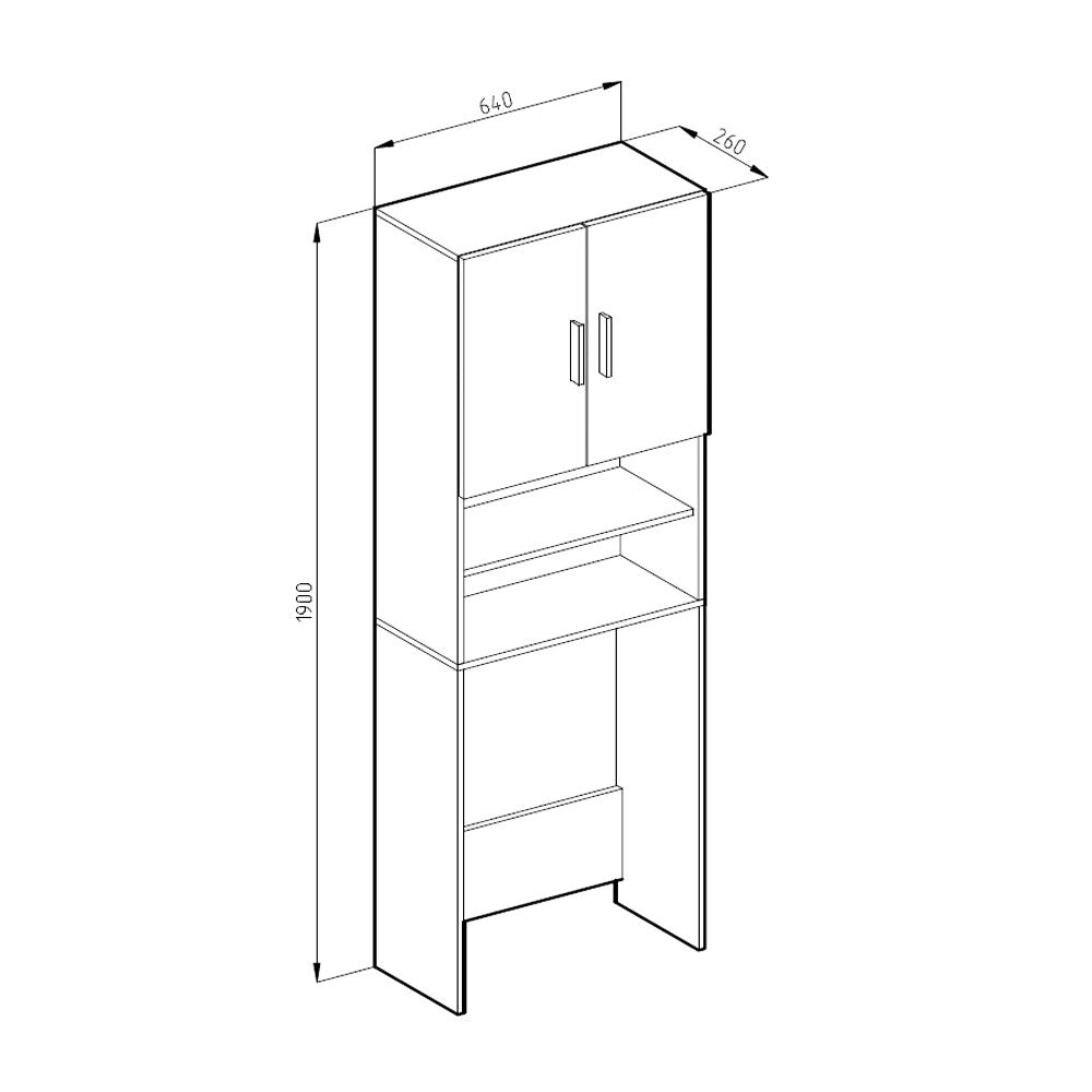 Vicco Armadietto per toilette Bianco 64 x 190 cm con 2 porte