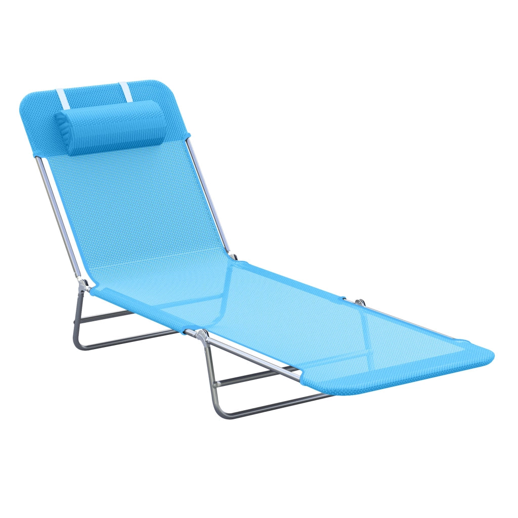 Easycomfort Lettino Prendisole Pieghevole con Schienale Reclinabile e Cuscino, 182x56x24.5cm