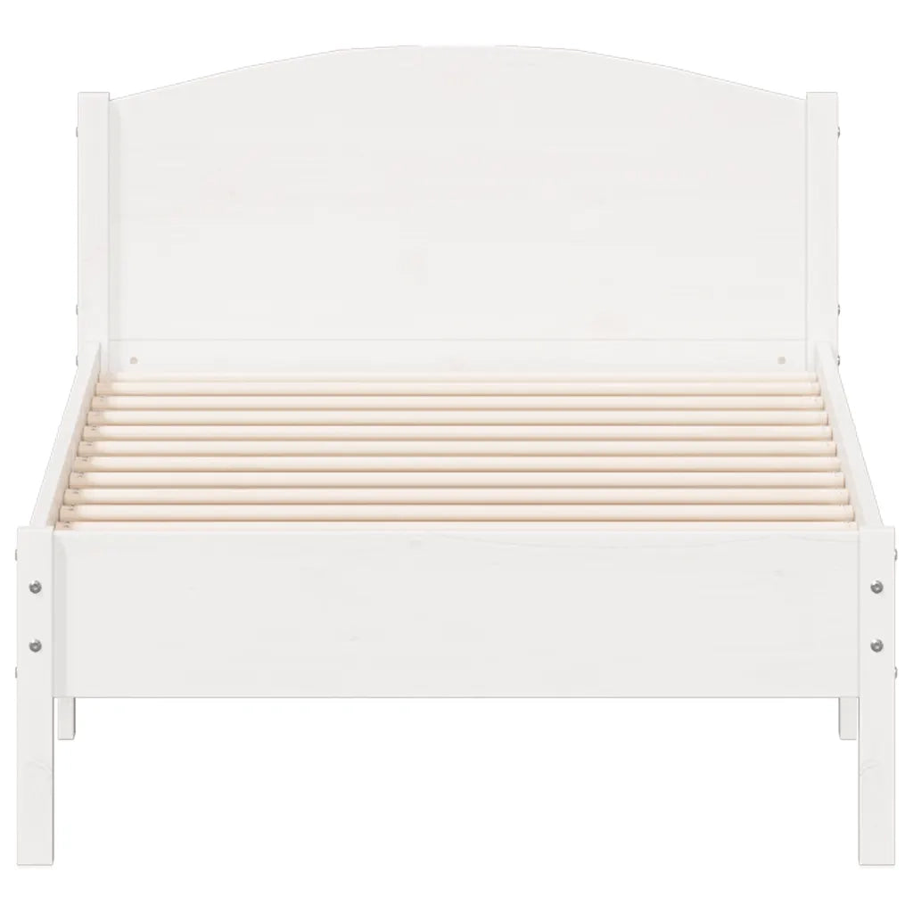 Letto senza Materasso Bianco 75x190 in Legno Massello di Pino 842627