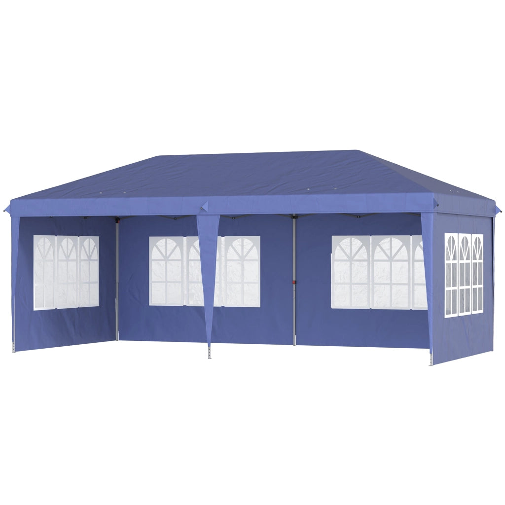 Gazebo da Giardino  Regolabile in Altezza con Pareti Removibili 6x3m in Acciaio e Poliestere Blu