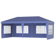 Gazebo da Giardino  Regolabile in Altezza con Pareti Removibili 6x3m in Acciaio e Poliestere Blu