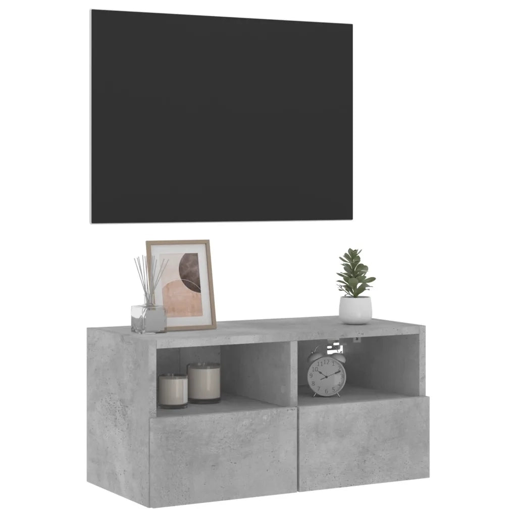 Mobile TV a Parete Grigio Cemento 60x30x30 cm Legno Multistrato 836860