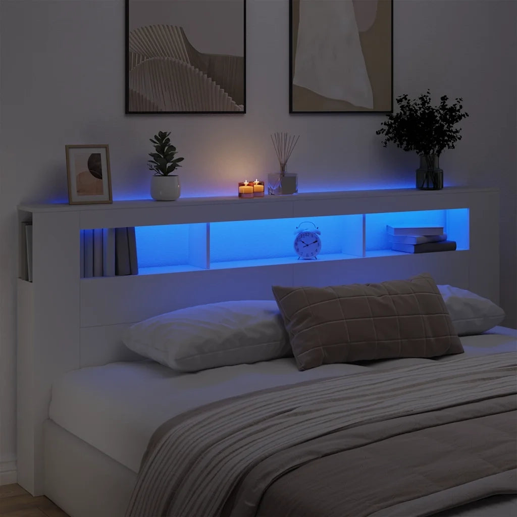 Testiera LED-Testata con Luci LED Bianca 220x18,5x103,5 cm Legno Multistrato