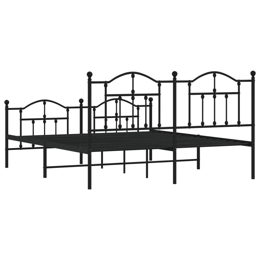 Letto matrimoniale | Letto per adulti | Giroletto senza Materaso con Pediera in Metallo Nero 180x200 cm