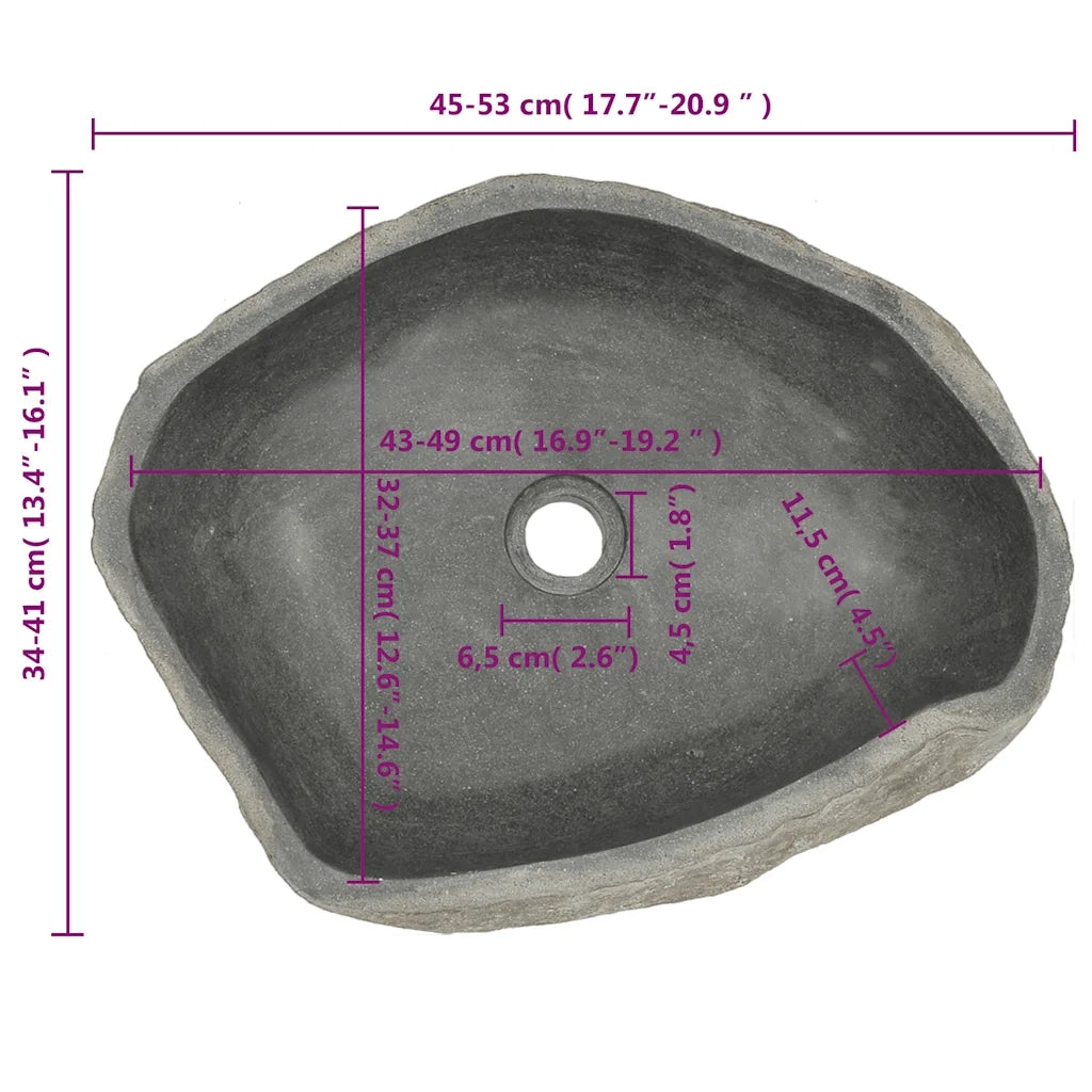 Lavandino-Lavabo in Pietra di Fiume Ovale (45-53)x(34-41) cm
