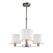 Lampadario 3 luci nichel opaco, paralumi bianco E14