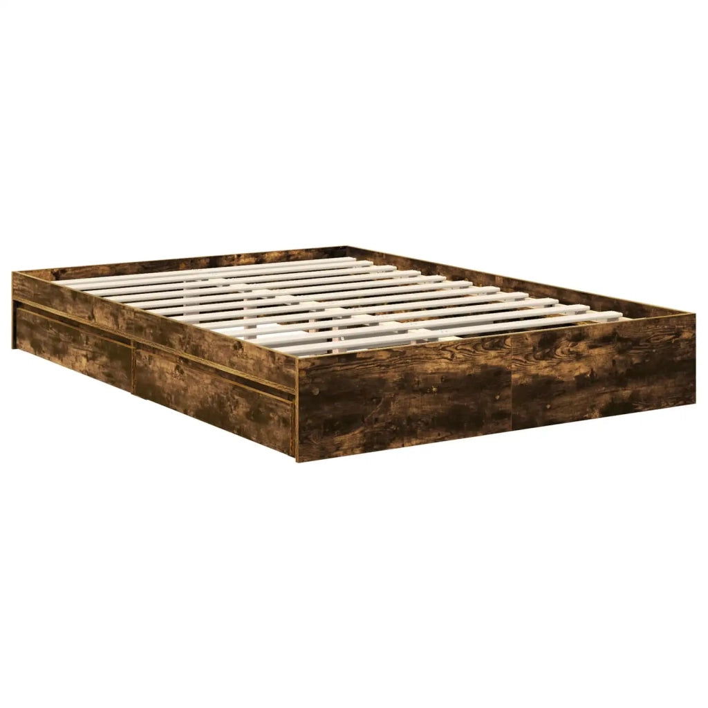 Letto con Contenitore con testiera Rovere fumé 135 x 190 cm 3412287