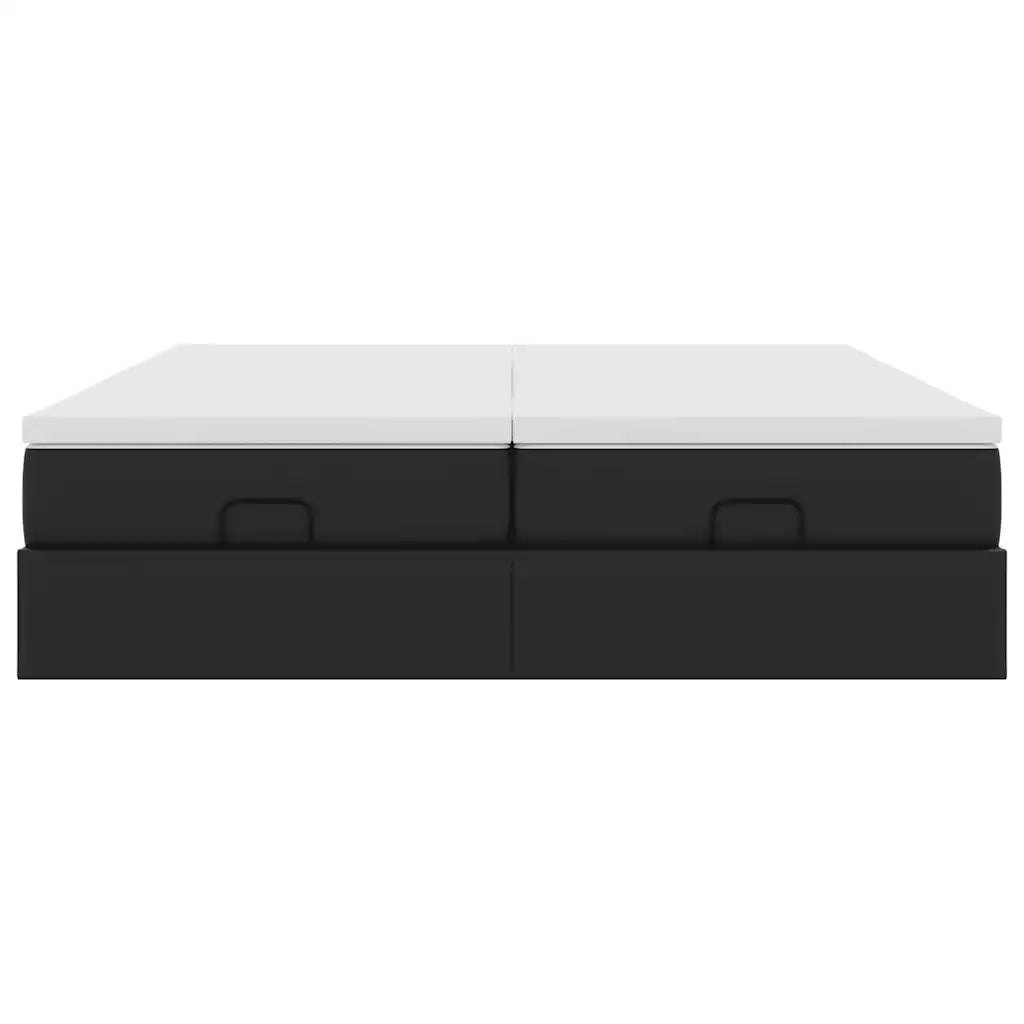 Struttura Letto Pouf con Materassi Nero 160x200 cm Similpelle 3311219