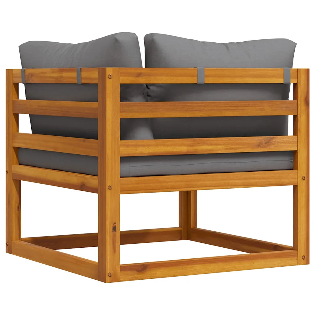 Divano Angolare Modulare Cuscini Grigio Scuro Massello Acacia cod mxl 65881