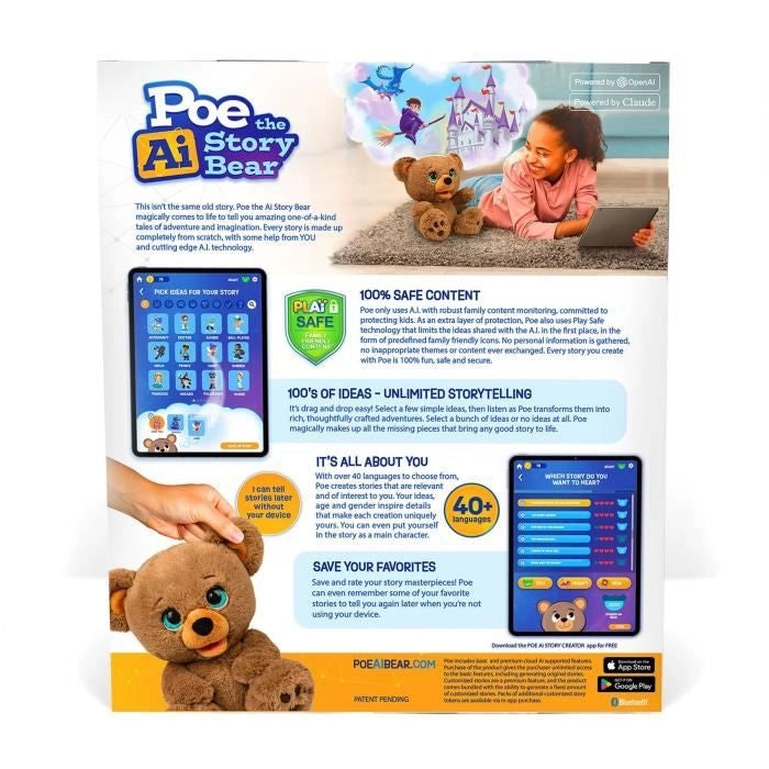 Peluche interattivo - GIOCHI PREZIOSI - Orsetto creatore di storie di Poe - da 4 anni - LAY00