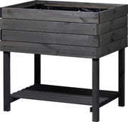 Letto con copertura in plastica per piante e tavola - Letto elevato per giardino in legno - 78 x 58 x 78 cm - Antracite