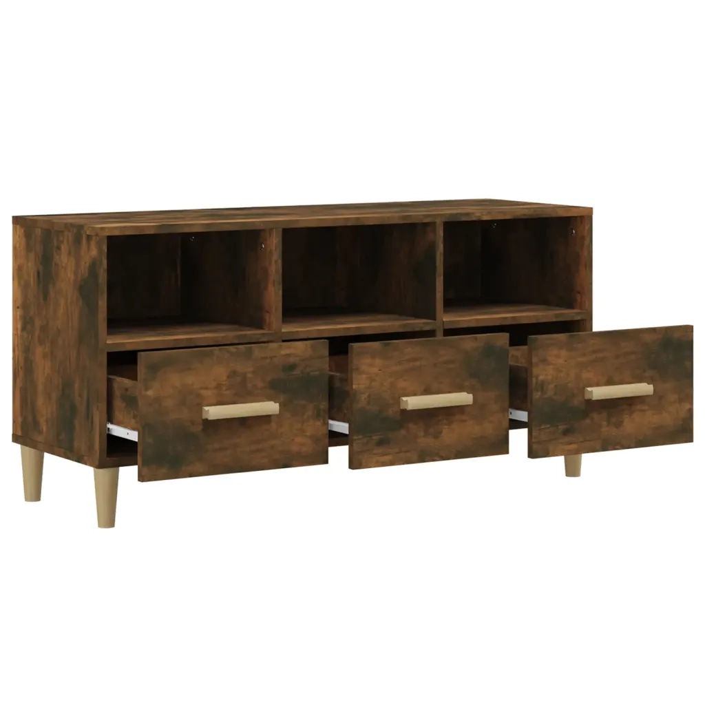 Mobile TV Rovere Fumo 102x36x50 cm in Legno Multistrato 817495