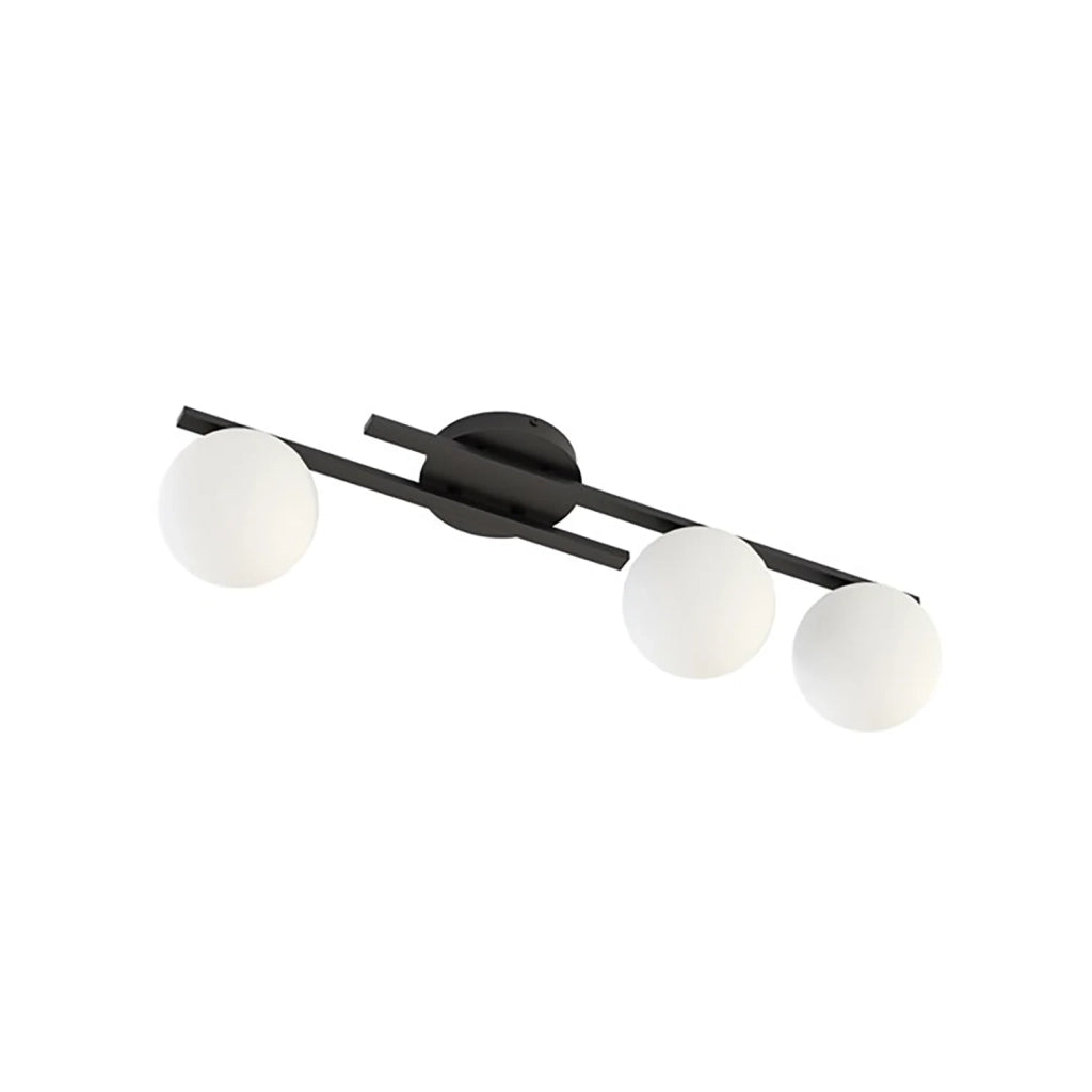 Plafoniera Moderna Nettuno Acciaio Nero Vetro 3 Luci E14 Ip20
