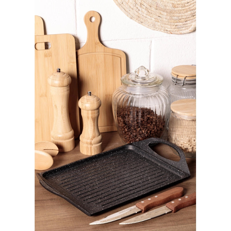 Set di 6 Bistecchiere Rettangolare Cm 36*23 Antiaderente Ad Induzione