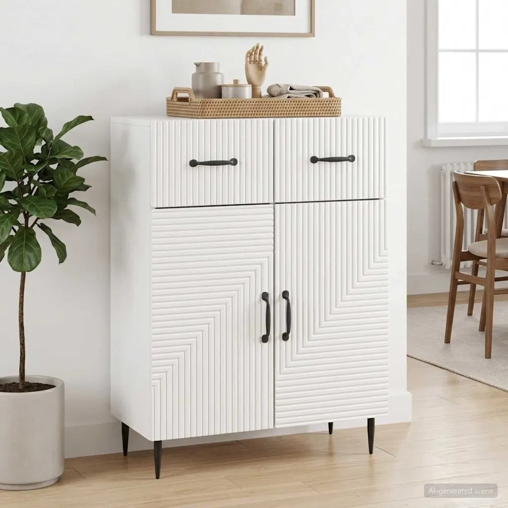 Credenza Bianco Lucido 66 x 34,5 x 89,5 cm Legno ingegnerizzato 894869