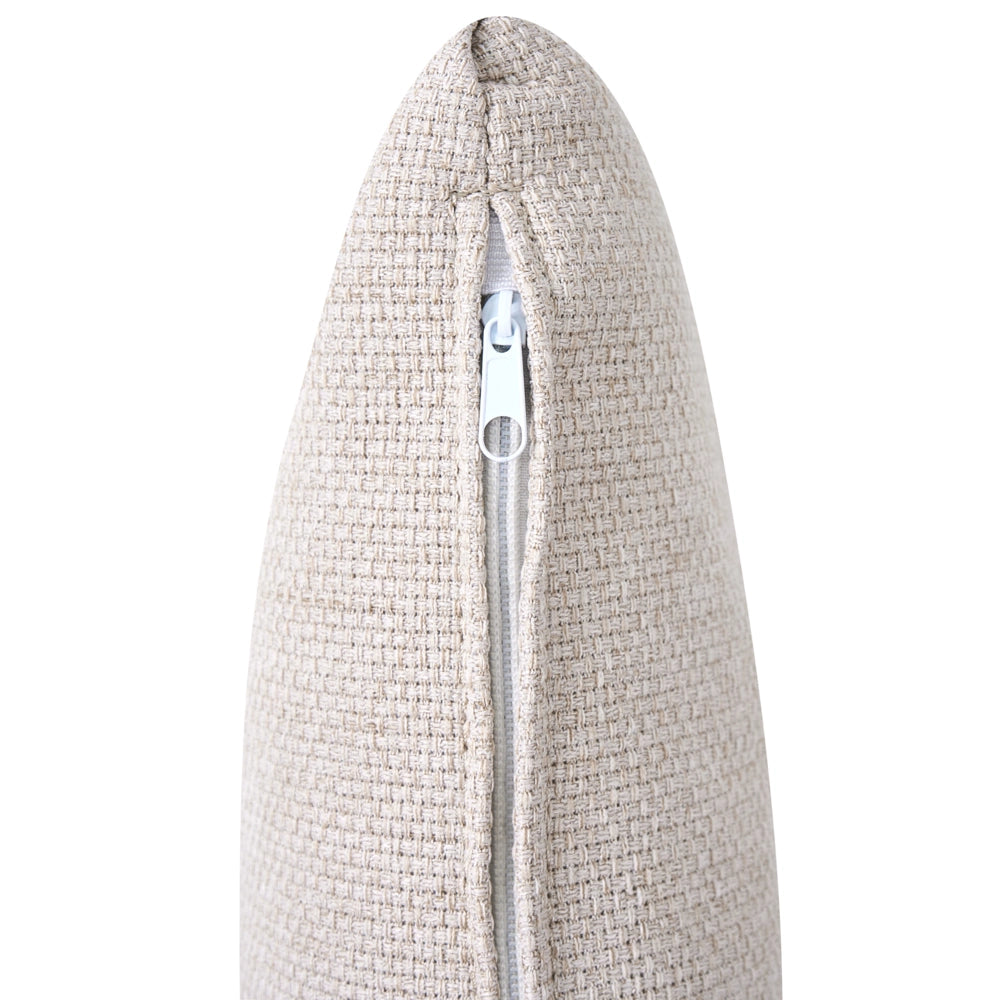 Poltrona imbottita moderna per appartamento Gambe in legno di gomma Schienale imbottito in tessuto intrecciato Beige chiaro