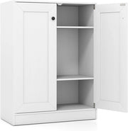 Armadietto da bagno con 2 ripiani regolabili, 60 x 30 x 80 cm, armadietto da pavimento per bagno, cucina e soggiorno, armadietto da bagno (bianco)