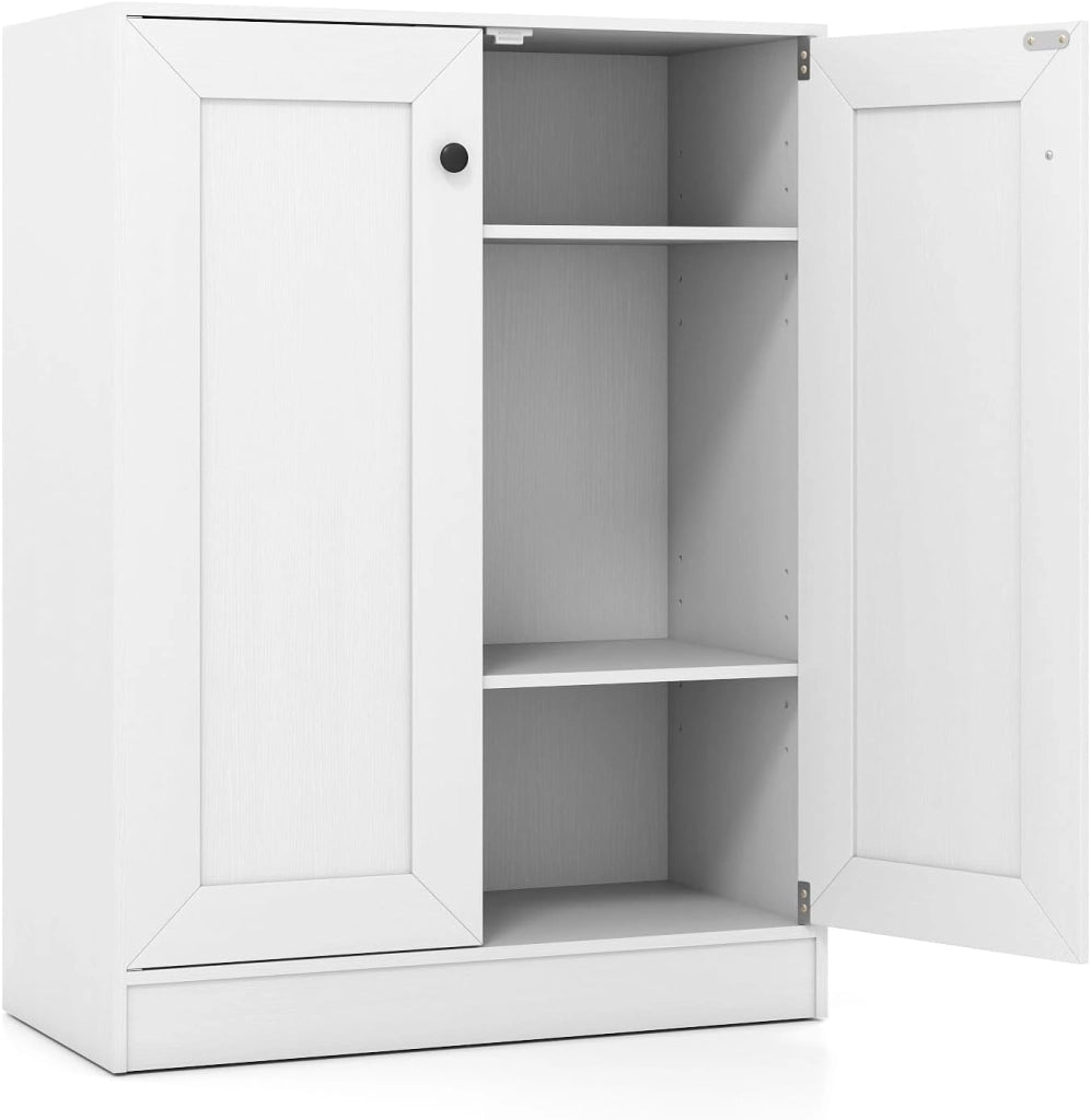 Armadietto da bagno con 2 ripiani regolabili, 60 x 30 x 80 cm, armadietto da pavimento per bagno, cucina e soggiorno, armadietto da bagno (bianco)