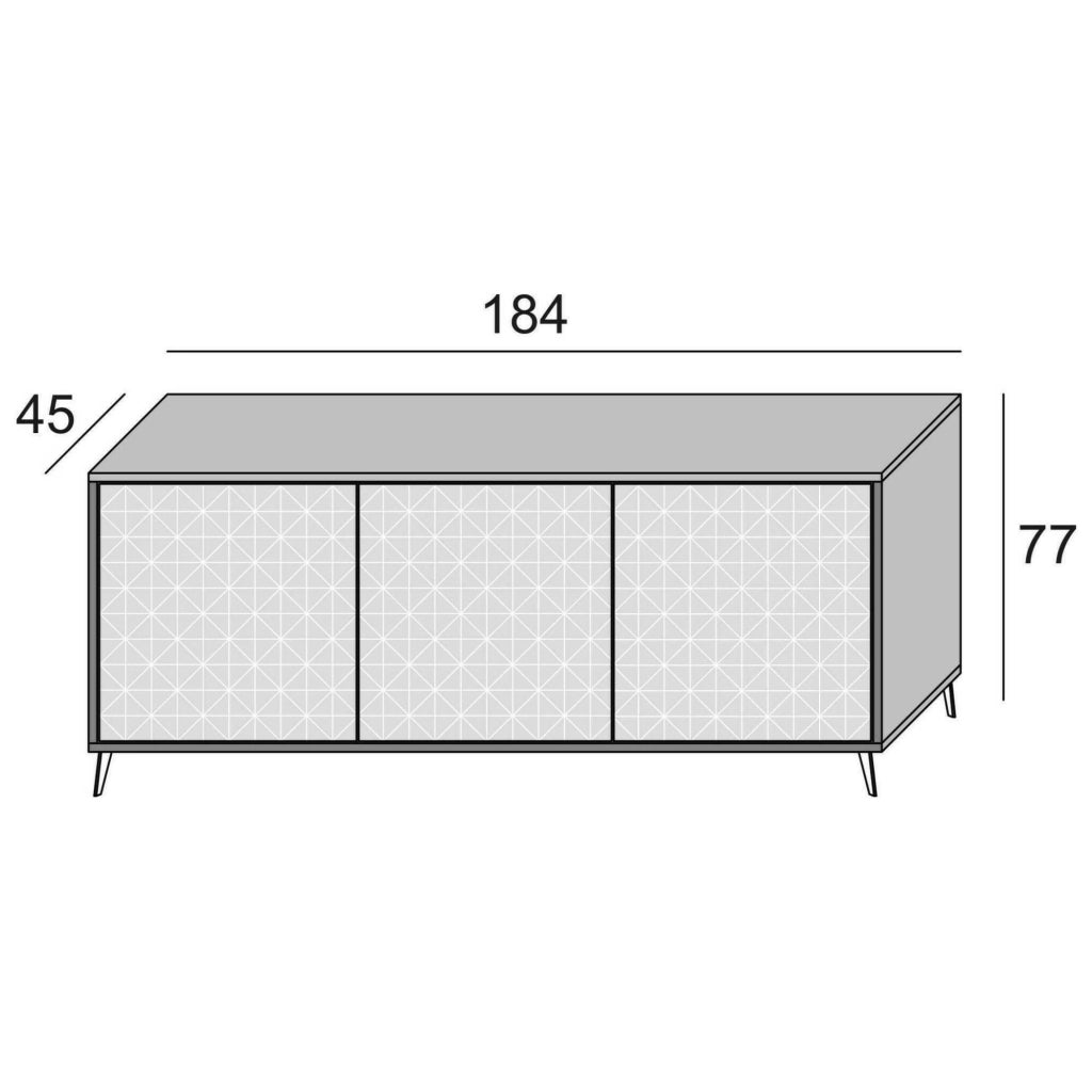 Madia Aminda, Credenza 3 Ripiani Made in Italy, 184x45x77h cm Bianco