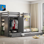 LETTO A CASTELLO con letto estraibile 90x200 cm Legno Grigio