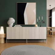 Credenza Gerace, Madia da salotto con quattro ante battenti e vani interni, Rialzata da terra, 201x42 h75 cm, Beige