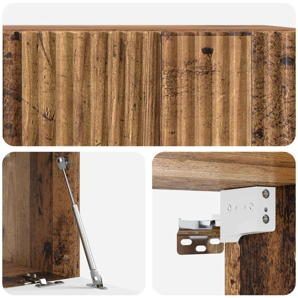 Mobile Porta TV da Muro-Credenza per TV sospesa Legno antico 59,5 x 31 x 30 cm 134077
