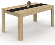 Tavolo da pranzo rettangolare GEORGIA per 8 persone in simil-faggio e nero 160 x 80 cm
