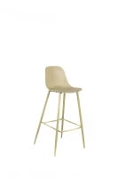E-STYLO Sgabello da cucina in polipropilene giallo e gambe in metallo giallo con poggiapiedi, 47.5cm X 47cm H. 91.5cm.