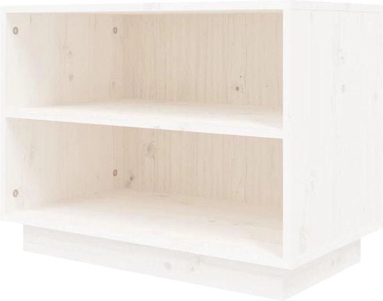 Cassettiere in legno di abete massello bianco da 60x34x45 cm per deposito in ingresso - cassettiera per scarpe con supporto antiscivolo.
