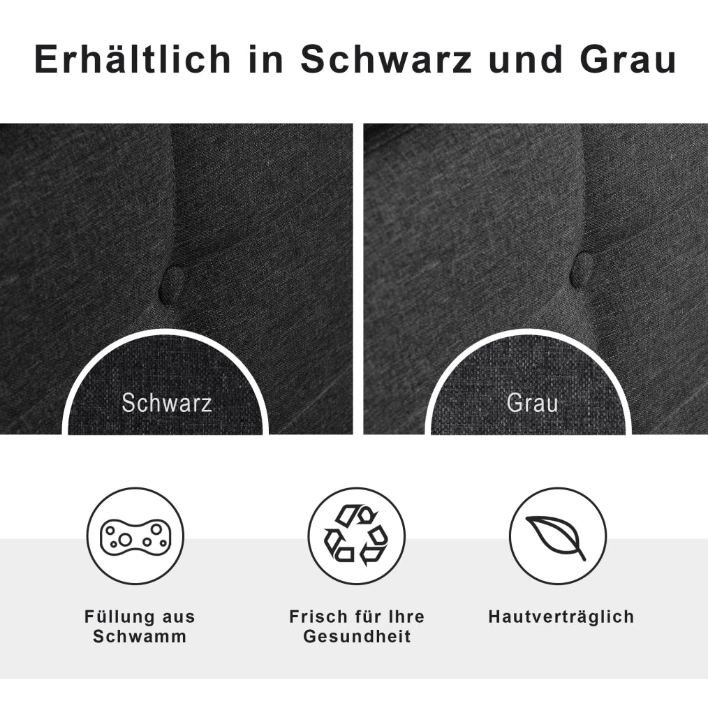 Letto singolo imbottito 90x200 cm con LED e 2 cassetti nero