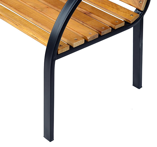 Panchina da Giardino 2 Posti in Legno ¨C zephmum ¨C Nero e Color Legno 122x60x83