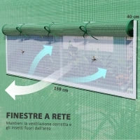 Serra a Tunnel con 3 Porte Avvolgibili e 6 Finestrelle, in Acciaio Zincato e PE, 6x3x2 m, Verde