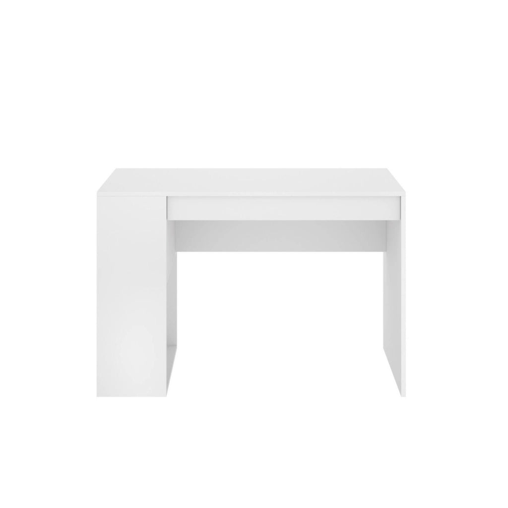 Scrivania Arianella, Scrittoio multiuso, Tavolo per ufficio porta PC, Piano di lavoro, 115x50 h74 cm, Bianco