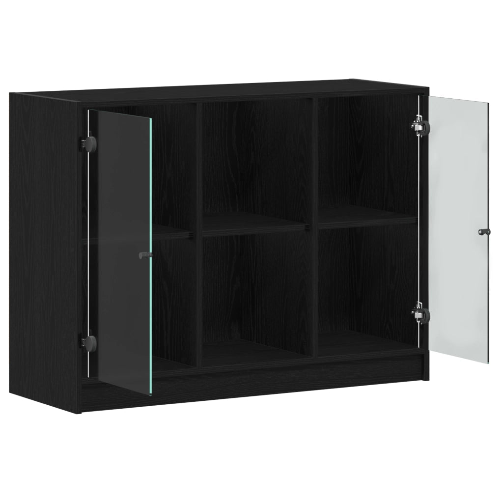 Sideboard Nero Rovere 102x37x75,5 cm Legno Ingegnerizzato