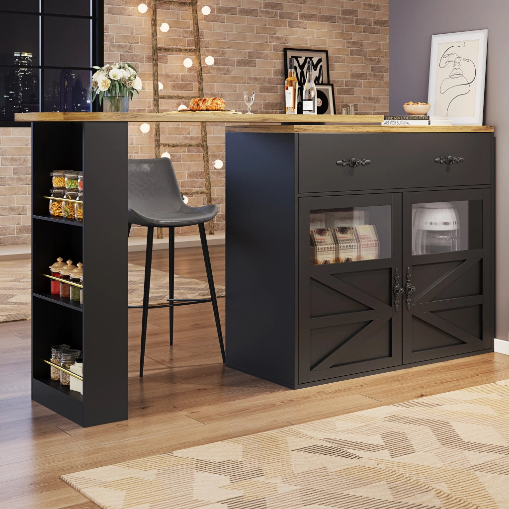 TAVOLO BAR ESTENSIBILE GIREVOLE 138-204x39x104 cm MDF NERO
