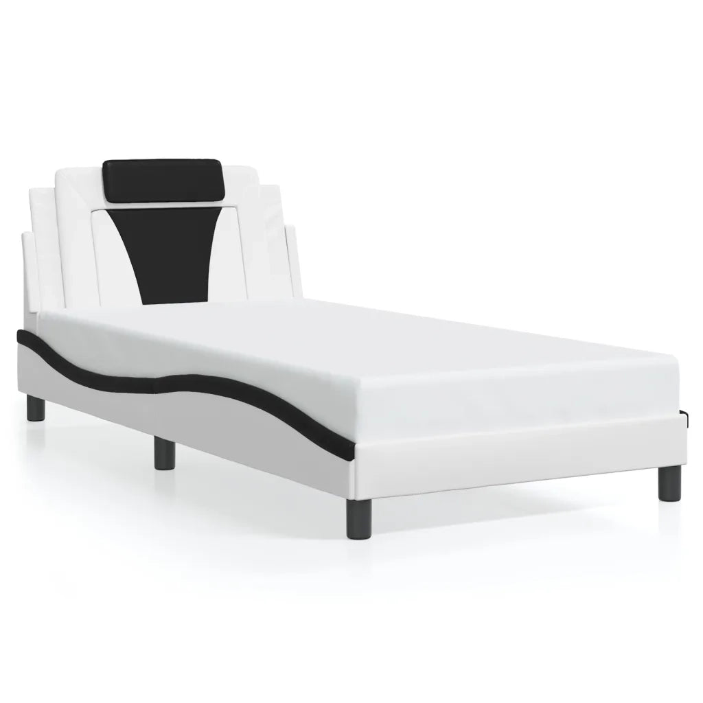 Giroletto Viana con LED senza Materasso-Struttura Letto Bianco e Nero 100x200 cm