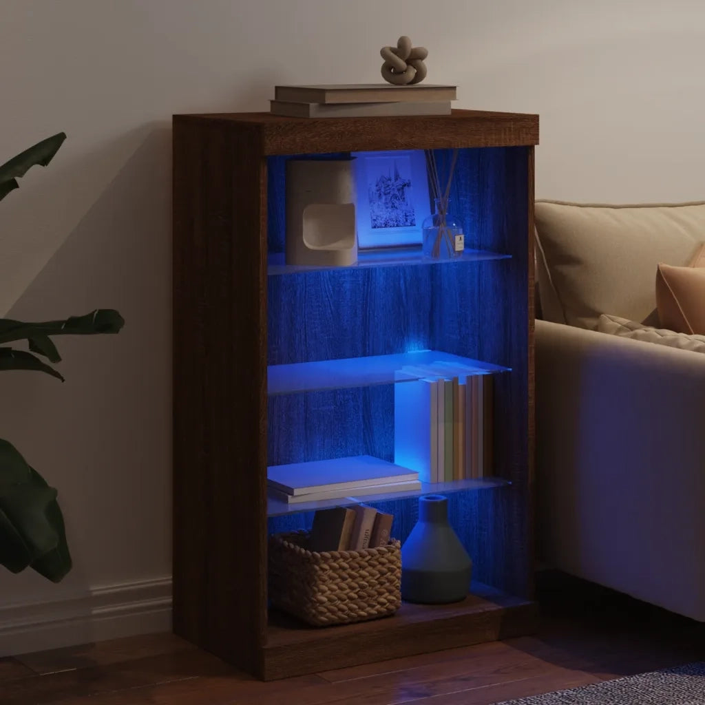Credenza con Luci LED Rovere Marrone 60,5x37x100 cm 836713