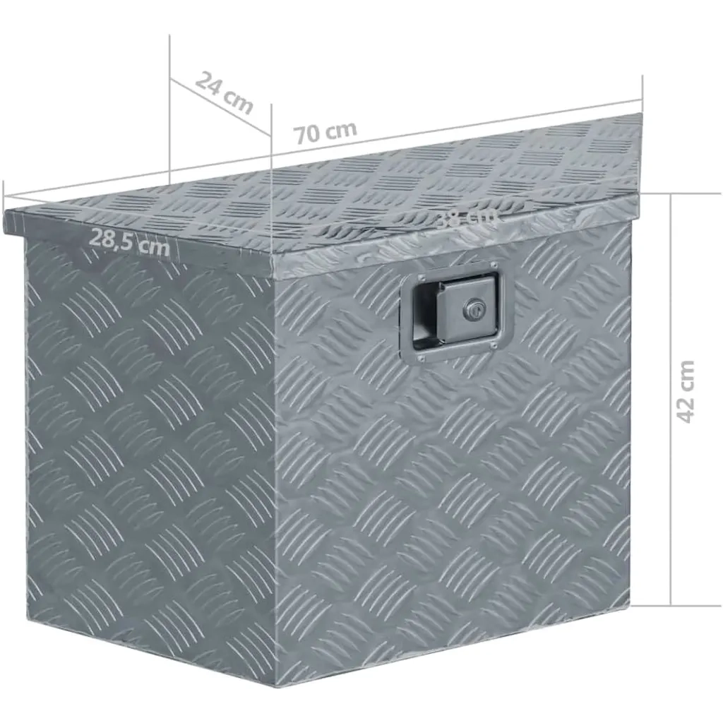 Cassetta in Alluminio Forma Trapezoidale 70x24x42 cm Argento 142942