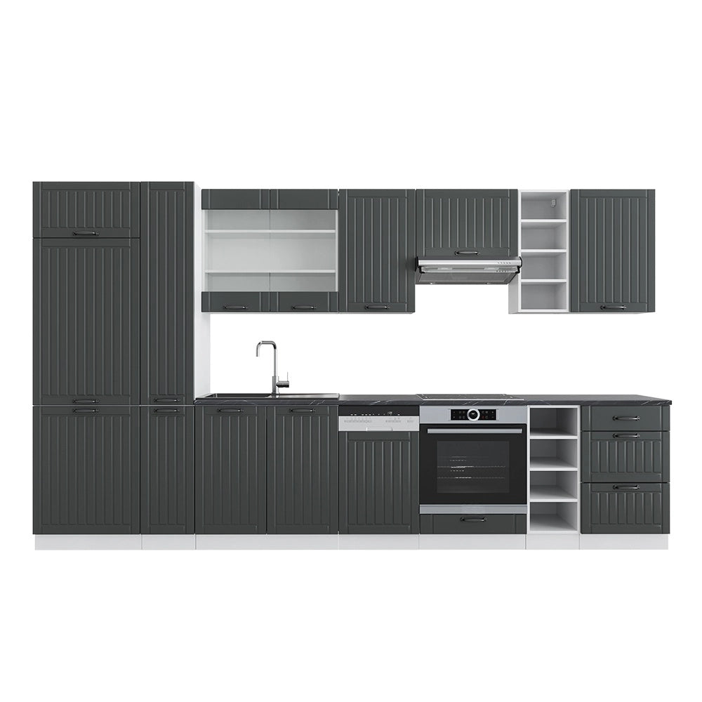 Cucina componibile Fame-Line Antracite rustico/Bianco 355 cm, PL Antracite Vicco