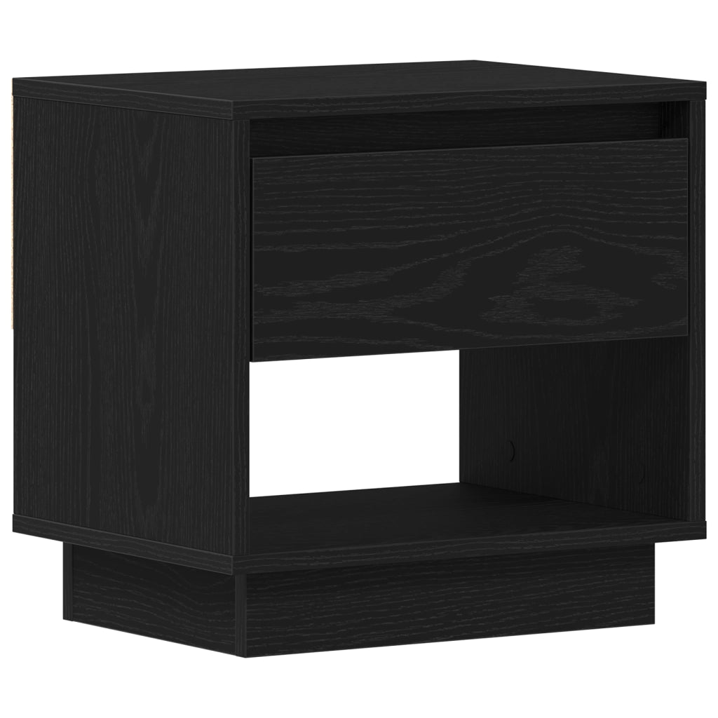Comodino Nero Rovere 45x34x48 cm Legno ingegnerizzato