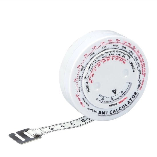 Misuratore di IMC con Calcolatore di IMC - Rullo - Livello di Corpo - Misuratore di Circonferenza - Duraturo - Flessibile e Leggero