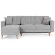 Divano angolare trasformabile HASGARD 3 posti grigio 248x162 cm - con vano contenitore e piedi in legno
