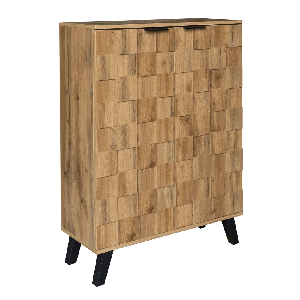 Scarpiera moderna con 4 ripiani regolabili, 80,5 x 35 x 109,5 cm, finitura legno