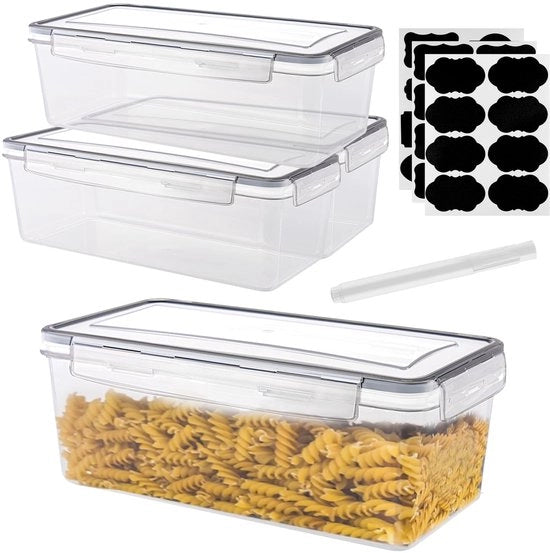 Set di archiviazione aereo-tight - 3,2 Litri - Transparente - Organizzato - Adatto per Cucina, Ufficio - 4 pezzi