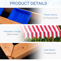 Sabbiera da Esterno con Tettuccio 107,5x107,5x110 cm in Legno Giallo