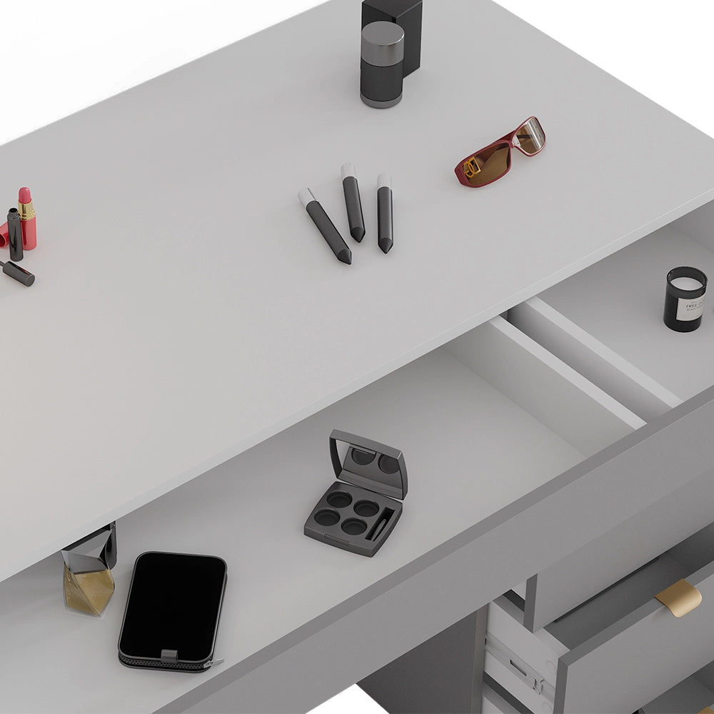 Vicco Tavolo da toeletta Bianco/grigio/grigio 115 cm con 5 cassetti