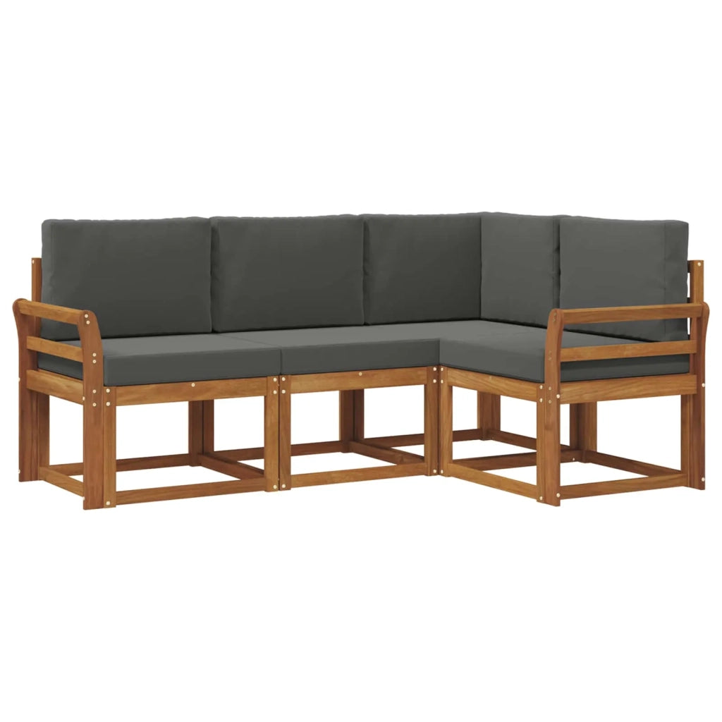 Set di divani da esterno con cuscino 4 pcs Naturale e Antracite